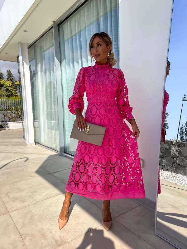 Elaina - Stylish Midi Dress with Lace Details