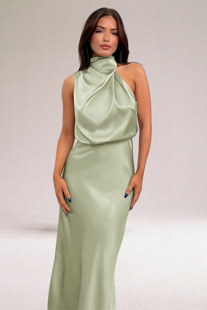 Flavia - Glamorous Satin Halter Dress