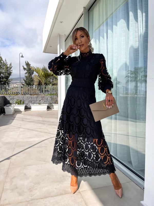Elaina - Stylish Midi Dress with Lace Details