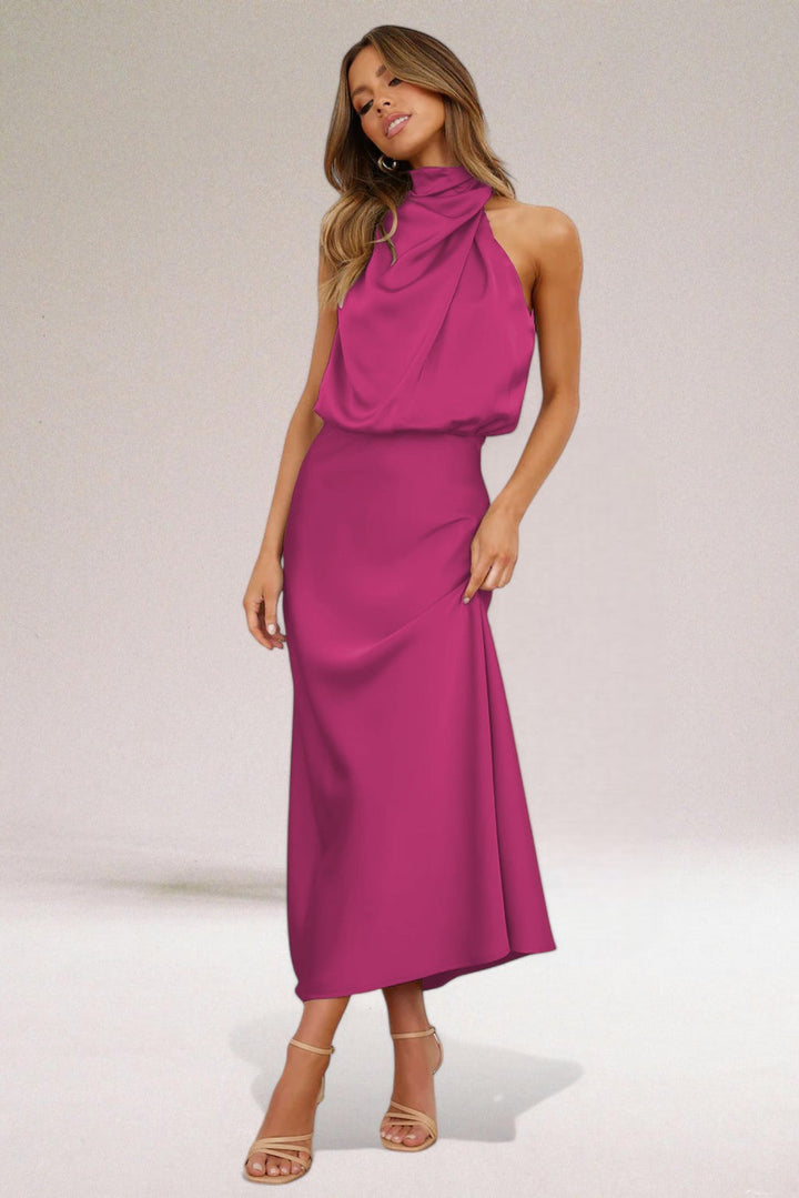 Flavia - Glamorous Satin Halter Dress