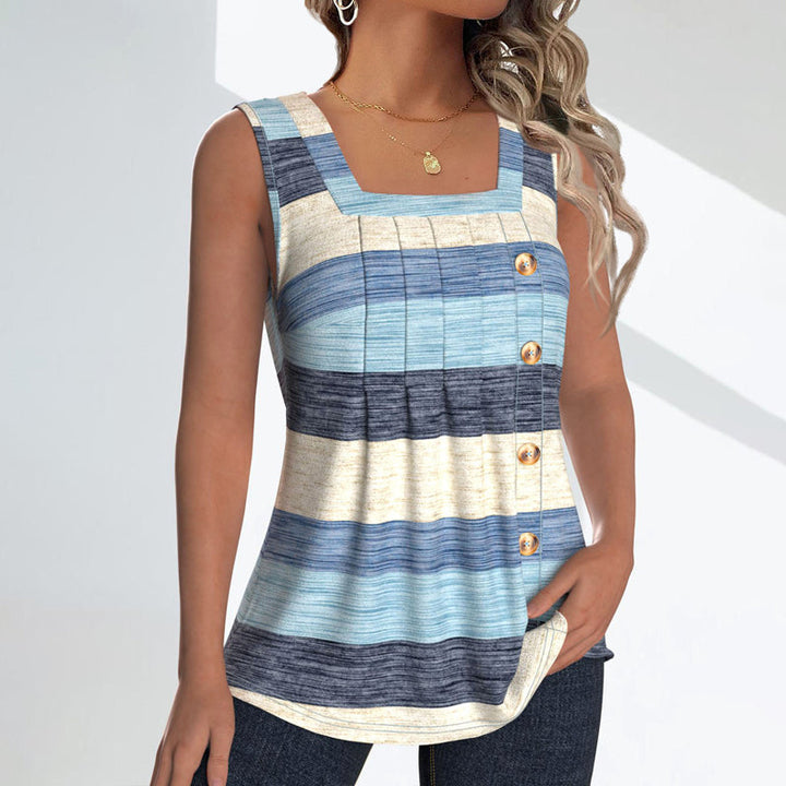 Rosa - Casual sleeveless T-shirt with colour blocks