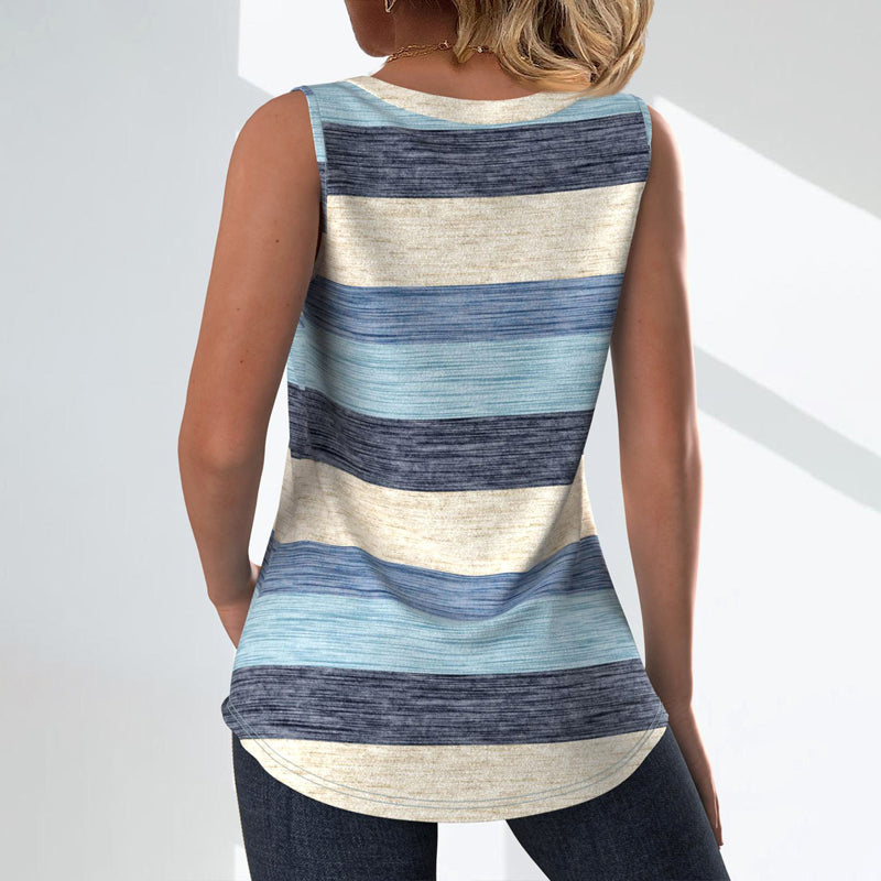Rosa - Casual sleeveless T-shirt with colour blocks