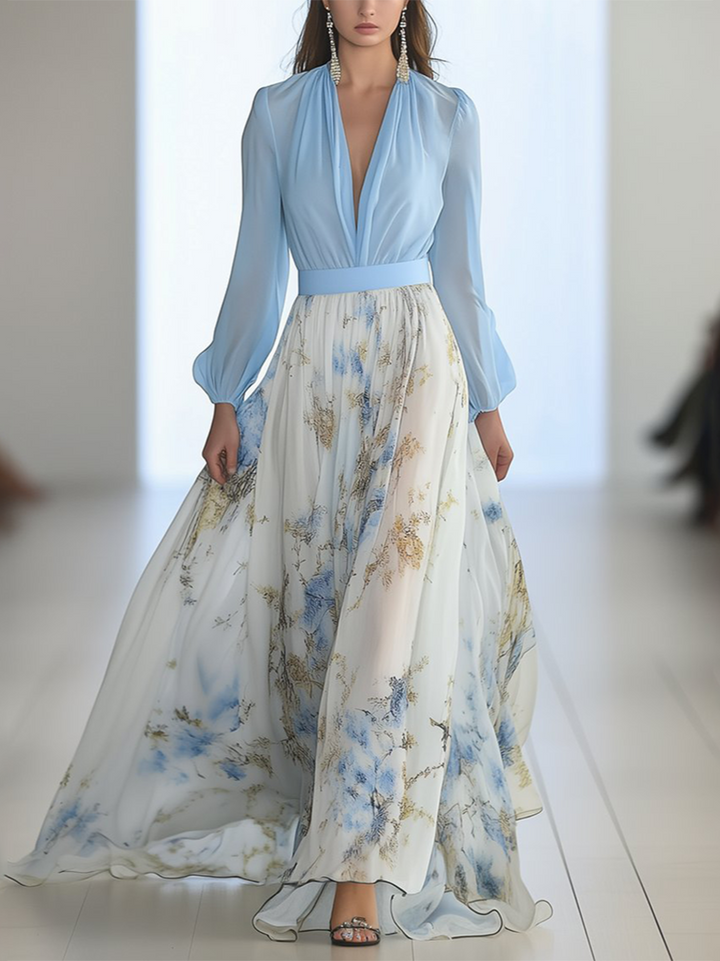 Alessandra - Long dress with floral print